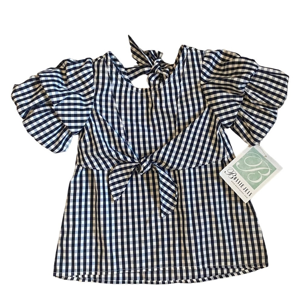 Toddler Girl’s Bonnie Jean Navy Gingham Plaid Spring Dress NWT Size 2T